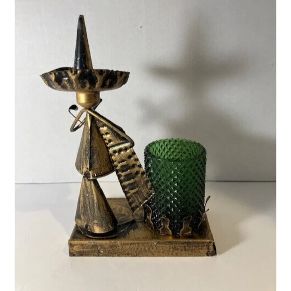 Metal Mariachi Votive Holder Vintage‎ Hong Kong Original Green Votive Cup 8